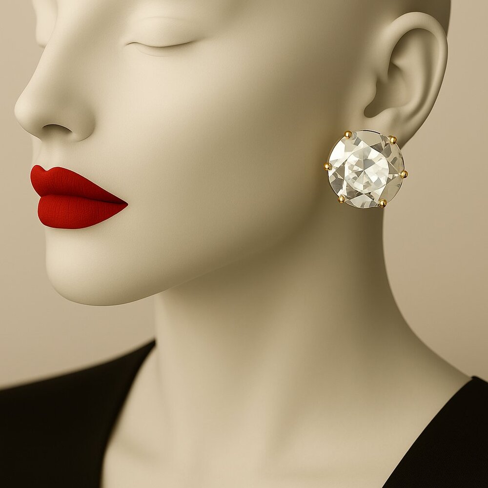 Katheryn Kent Crystal Stud Earrings – Gold-Tone Foil Top Glam Women’s Jewelry